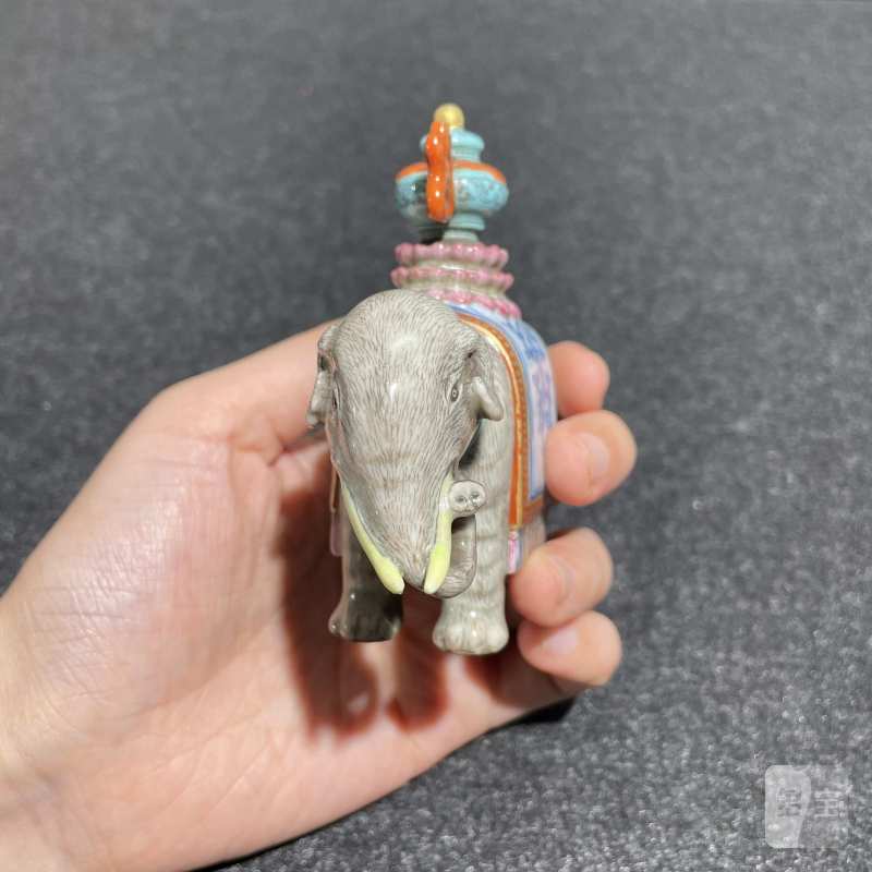 清乾隆 粉彩瓷塑七珍象宝 - 图9
